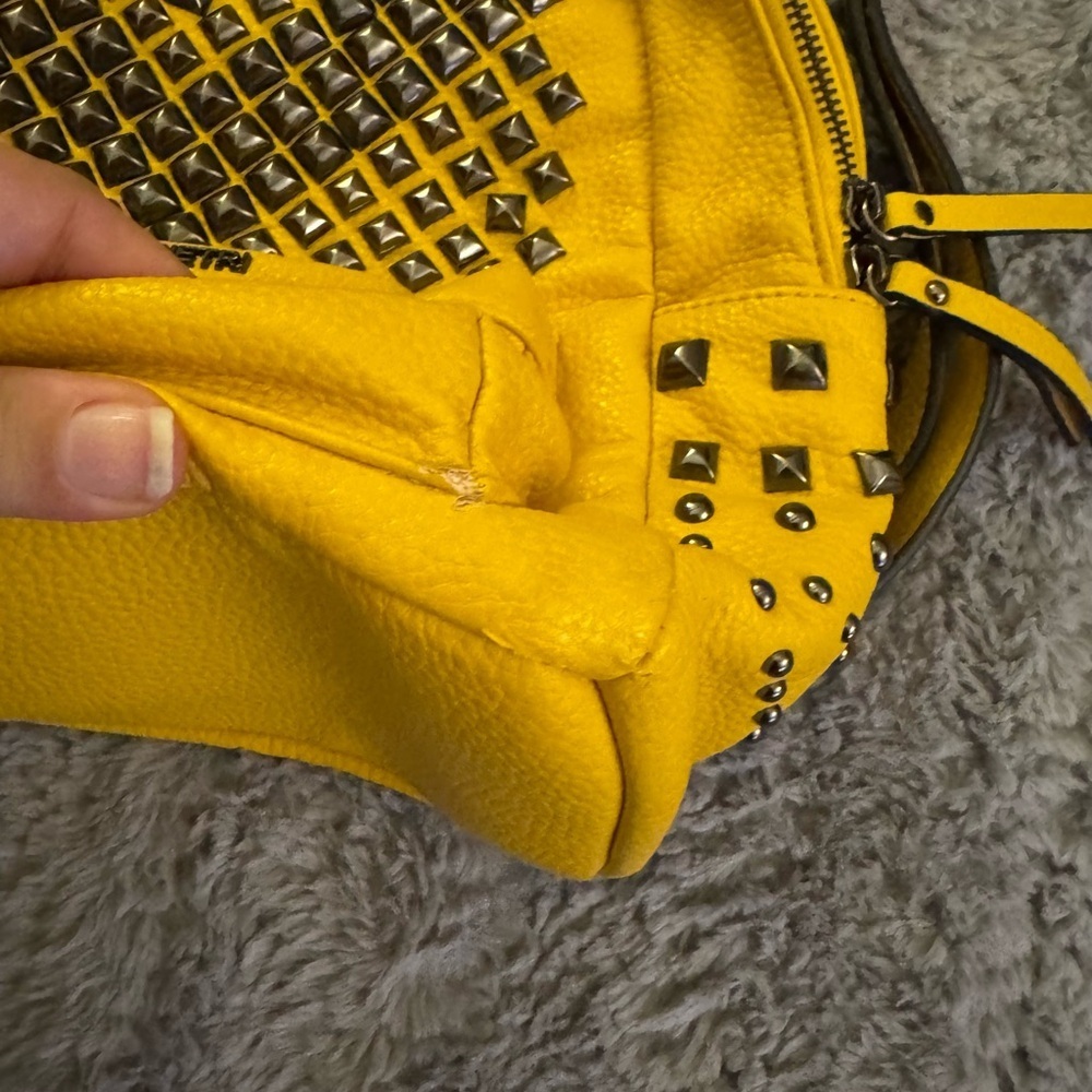 ROBERT PIETRI Yellow Studded Leather Backpack - Picture 11 of 15